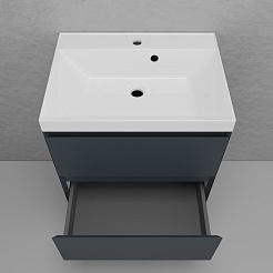 Style Line Тумба с раковиной Манхэттен 60 Plus подвесная эмаль графит матовая – фотография-4